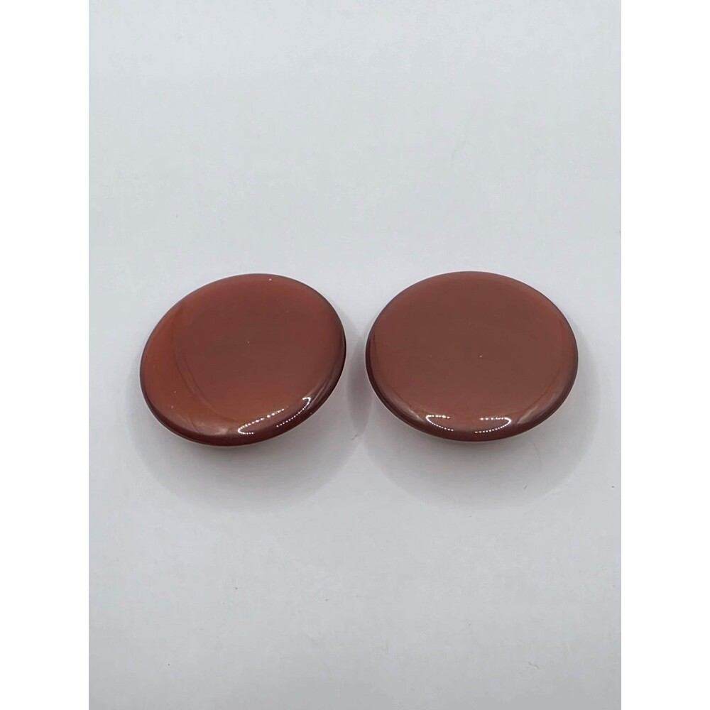 Lisner Brown Cabochon Lucite Clip-on Earrings Vintage 1 1/4"